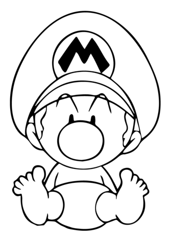 Coloring page Mario as a baby